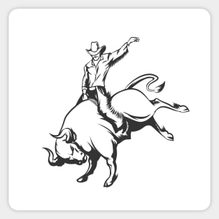 Rodeo cowboy riding a wild bull Sticker